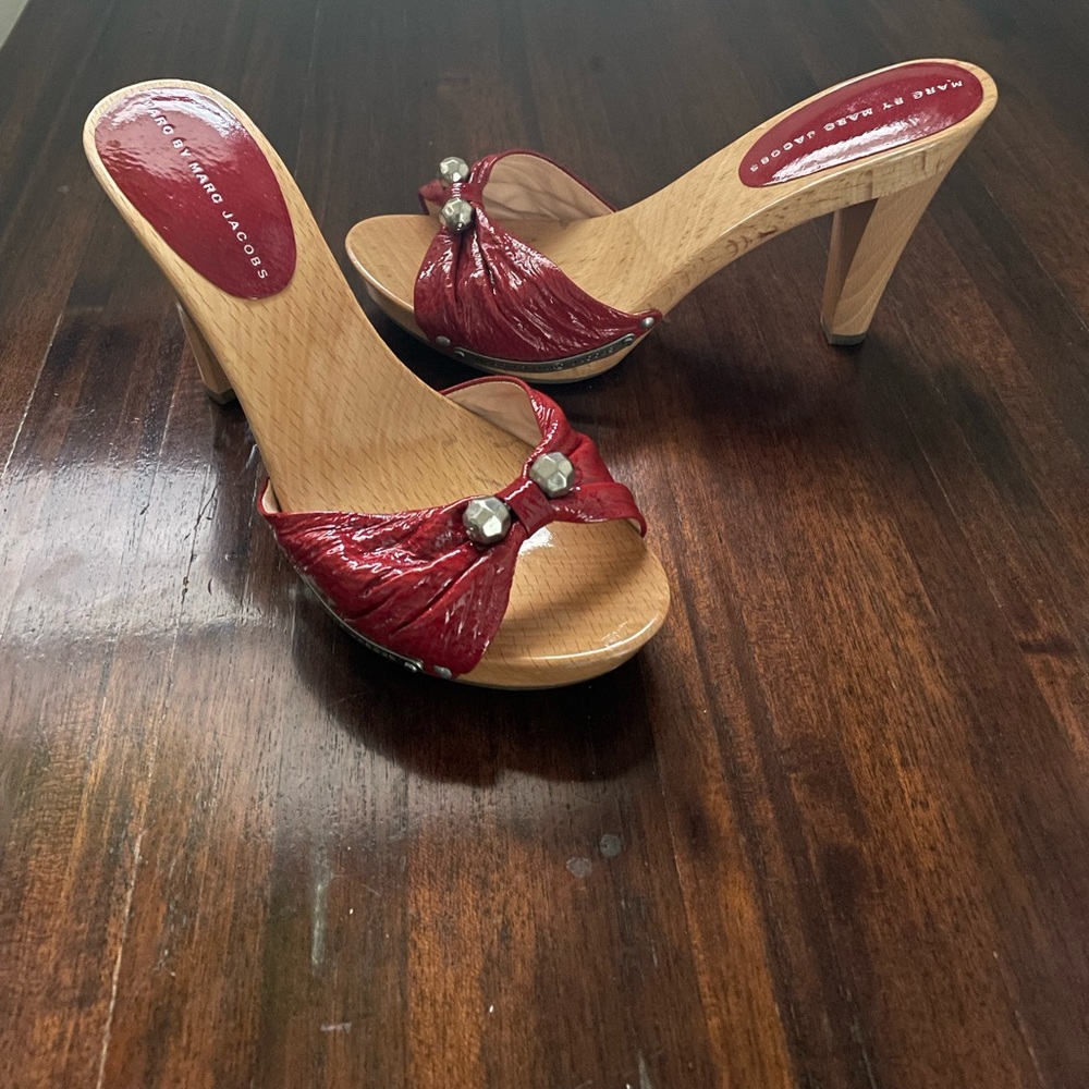 Marc by Marc Jacob’s Red Patent Leather & Wood Heels